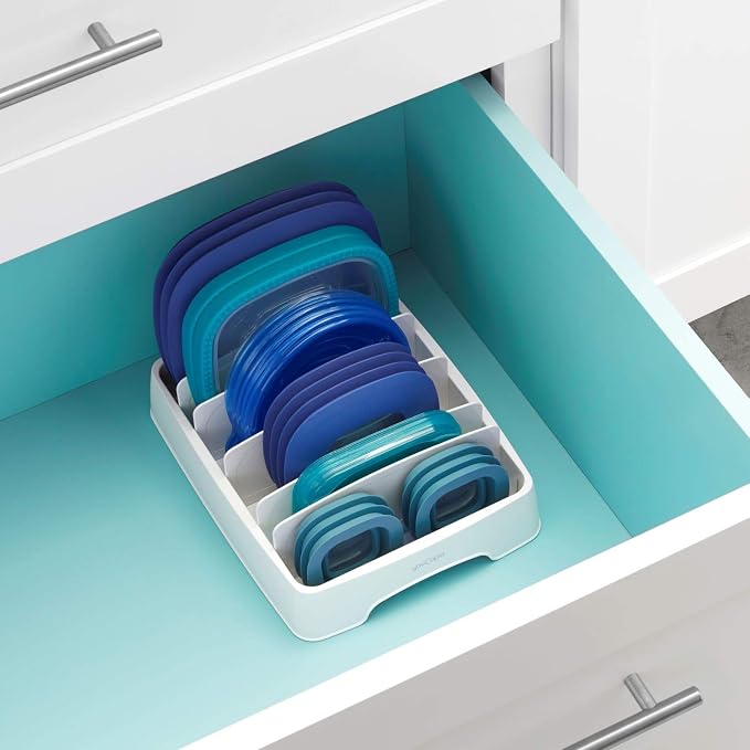 YouCopia StoraLid organizer holding container lids upright