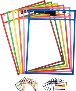 Colorful wipe clean checklist sleeves