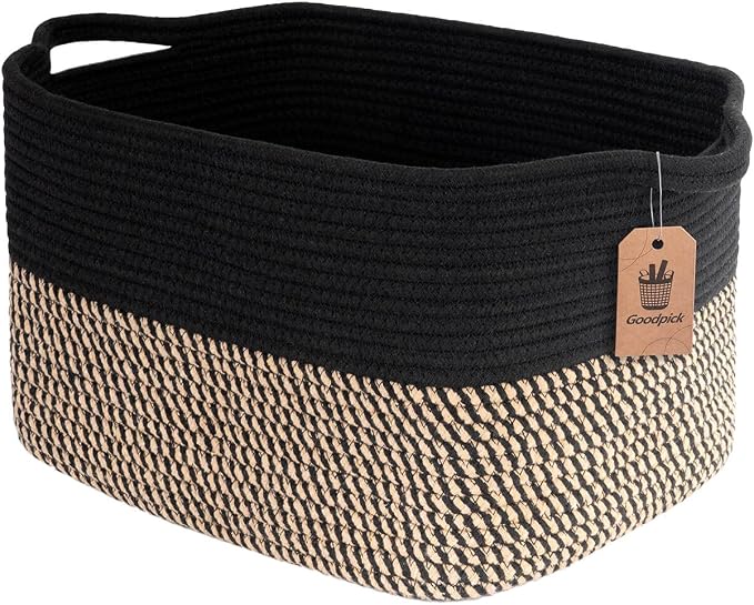 Woven cotton rope entryway basket