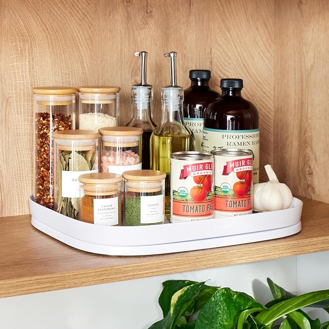YouCopia MagicTrack rectangle turntable in a cabinet