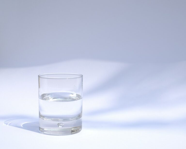 A clear glass filled with fresh drinking water