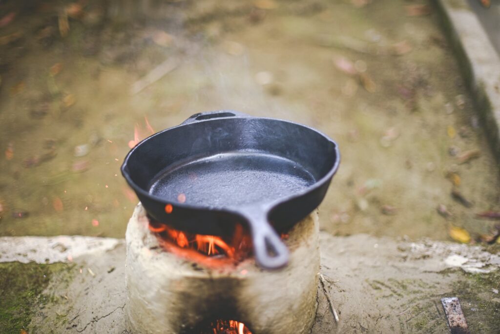A cast iron skillet