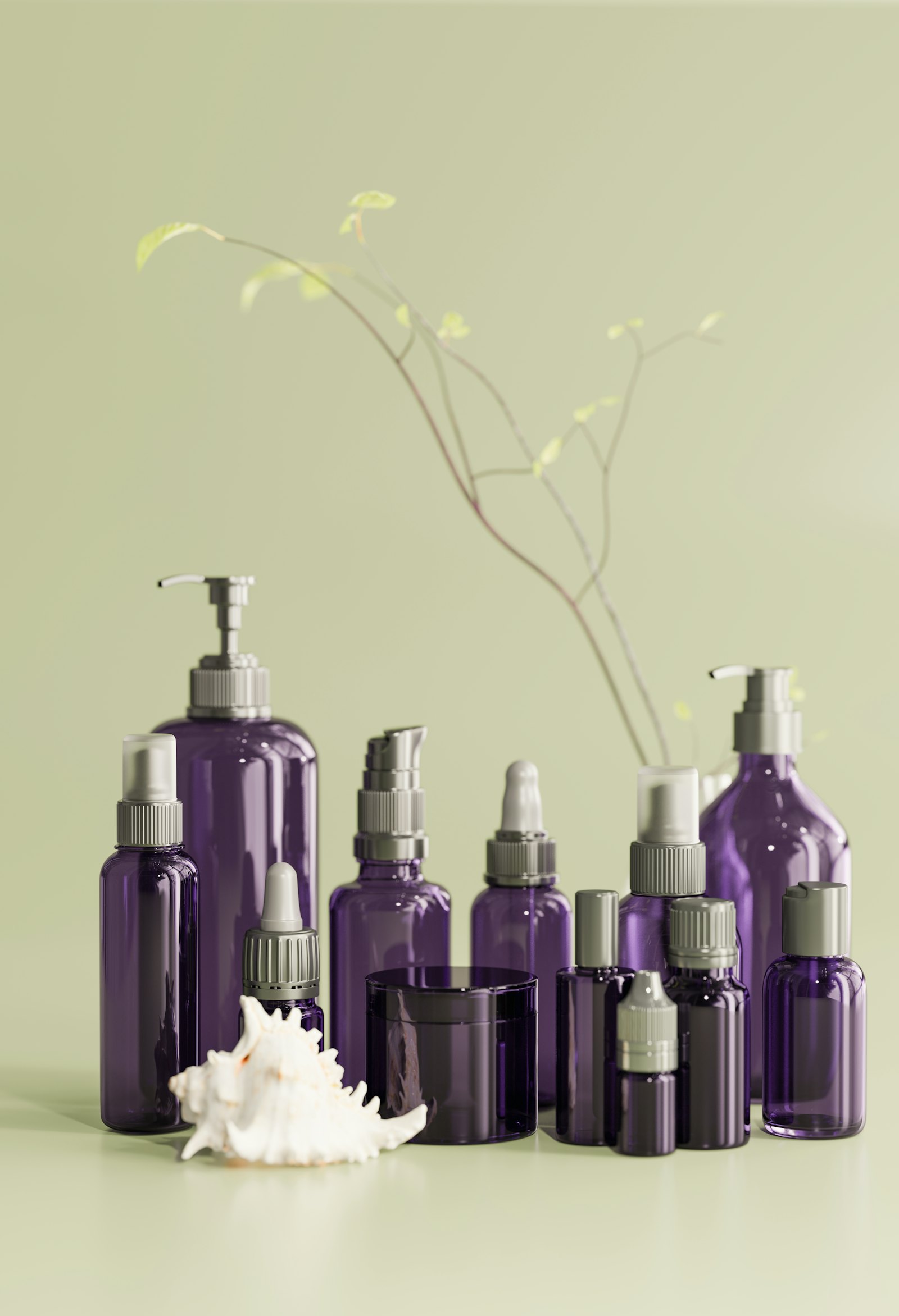 A group of skincare bottles